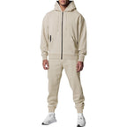 Herren nan urbanes Reißverschluss‑Hoodie mit Kängurutasche und konisch zulaufender Jogginghose Set R&B