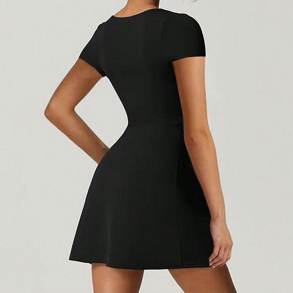 Damen Kurzkleid mit Quadrat-Ausschnitt und schwingendem Rock R&B