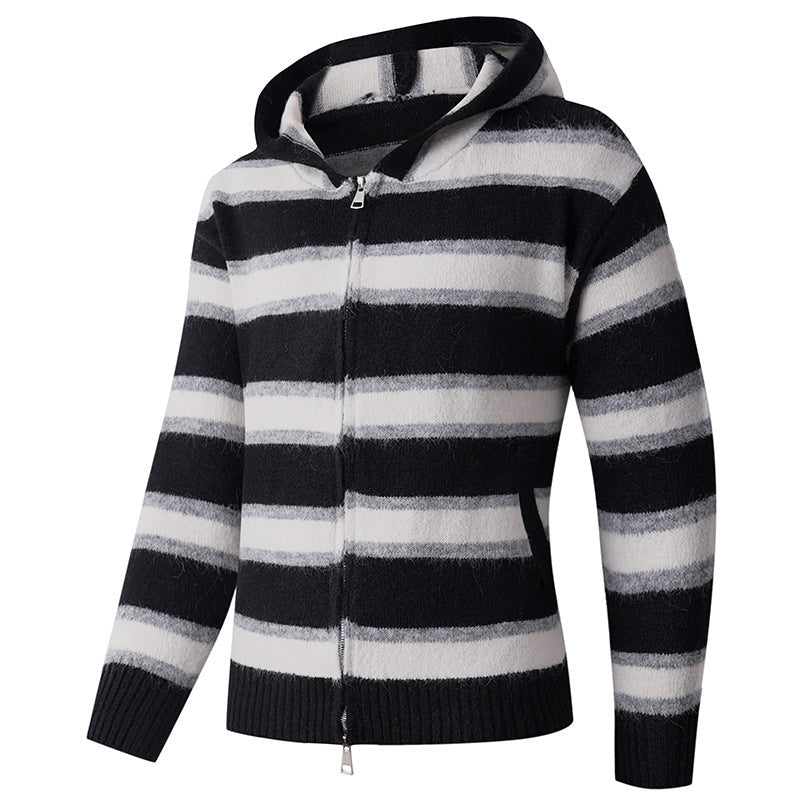 Damen Kapuzenpullover mit strukturierter Oberfläche und modernen Streifen