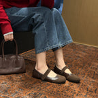 Damen Elegante Mary Jane Ballerinas mit verstellbarem Riemchen und hochwertiger Oberflächenstruktur R&B