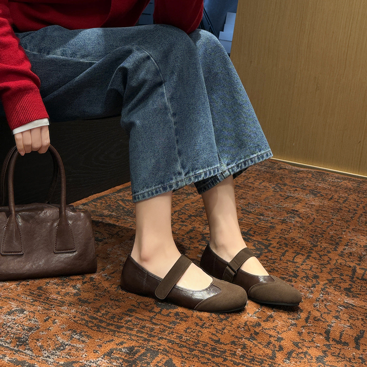 Damen Elegante Mary Jane Schuhe mit verstellbarem Riemen und weichem Leder R&B