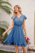 Damen Verspieltes Freizeitkleid mit elastischem Bund und Rüschendetails R&B