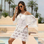 Damen eleganter Häkel-Strandüberwurf R&B