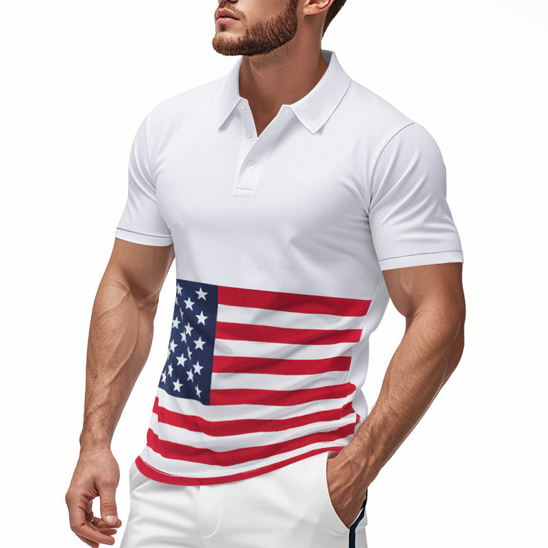 Herren Poloshirt mit einzigartigem Flaggenmotiv und moderner Passform R&B