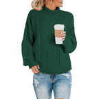 Damen Grobstrickpullover mit hohem Kragen und Bündchen R&B