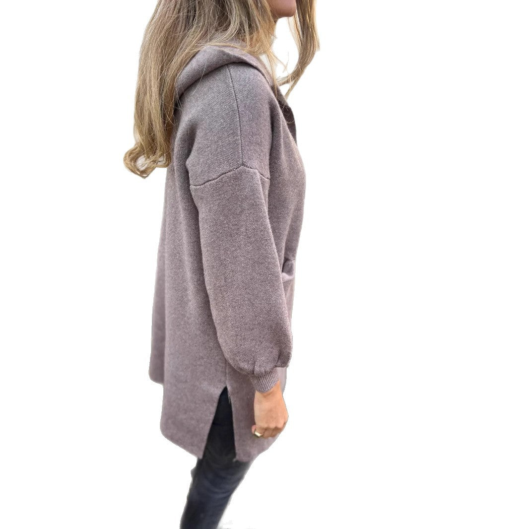 Damen Langärmlige Strickjacke mit Kapuze