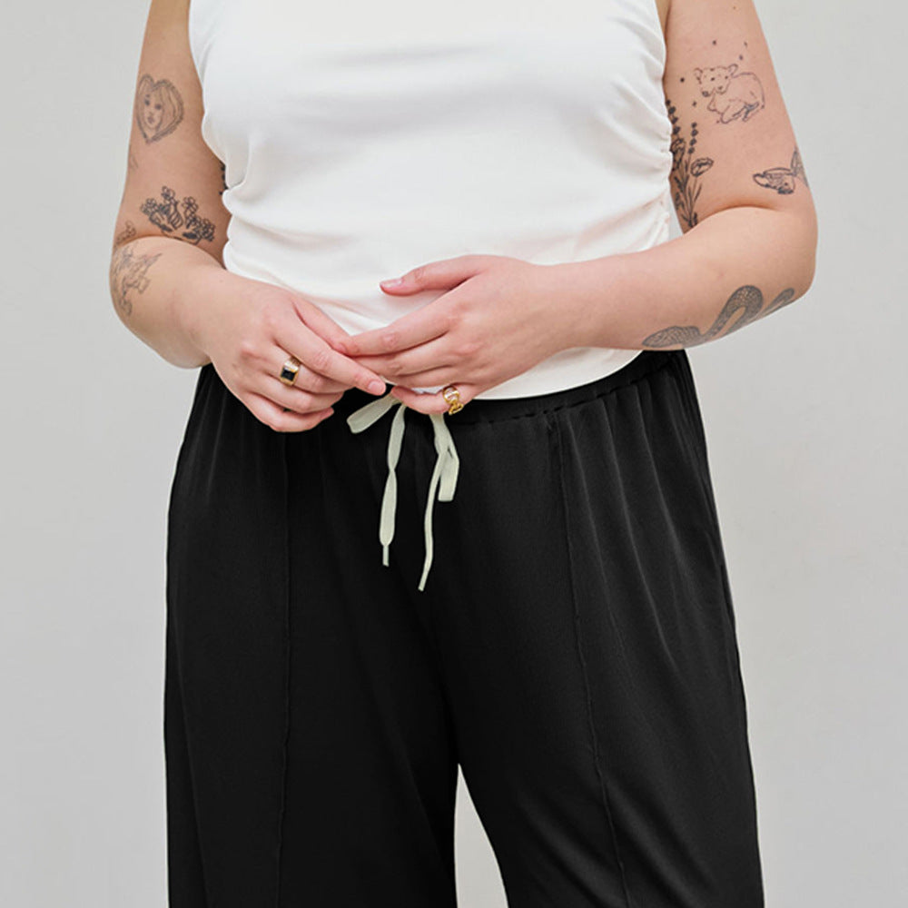 Damen weite Freizeithose mit elastischem Bund und praktischem Kordelzug R&B