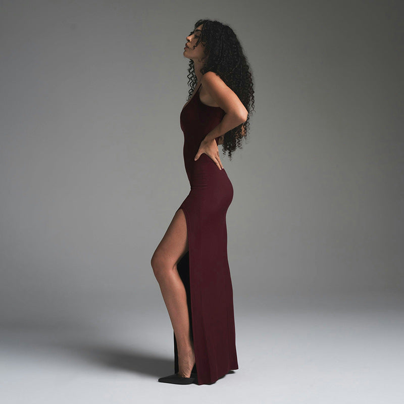 Damen Figurbetontes Maxikleid mit hohem Schlitz R&B