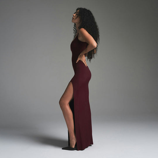 Damen Figurbetontes Maxikleid mit hohem Schlitz R&B