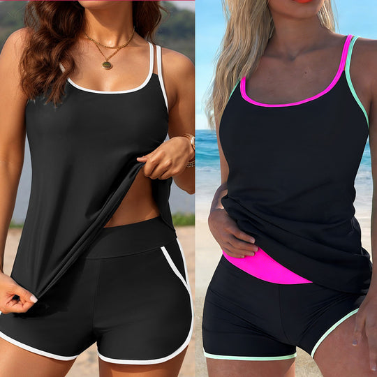 Damen Sportliches Tankini-Set mit weichen Trägern und modischen Shorts R&B