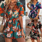 Damen Jumpsuit mit floralem Design und weiten Ärmeln R&B