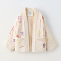Damen Modische Kimono-Jacke mit bunten Stickdetails und Taschen