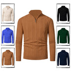 Herren Pullover mit modernem Stehkragen und strukturiertem Zopfmuster