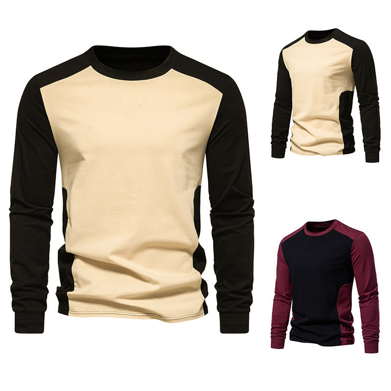 Herren Langarm-T-Shirt mit kontrastierenden Ärmeln und bequemer Passform