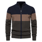 Herren Strickjacke mit modischem Farbblockdesign und hochwertigem Reißverschluss
