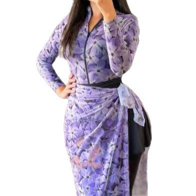 Damen Elegantes Maxikleid mit floralen Details R&B