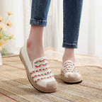 Damen Slip-On Espadrilles mit buntem Wdesign und hochwertiger Jutesohle