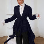 Damen Elegante taillierte Blazerjacke mit asymmetrischem Schnitt und Gürtel R&B