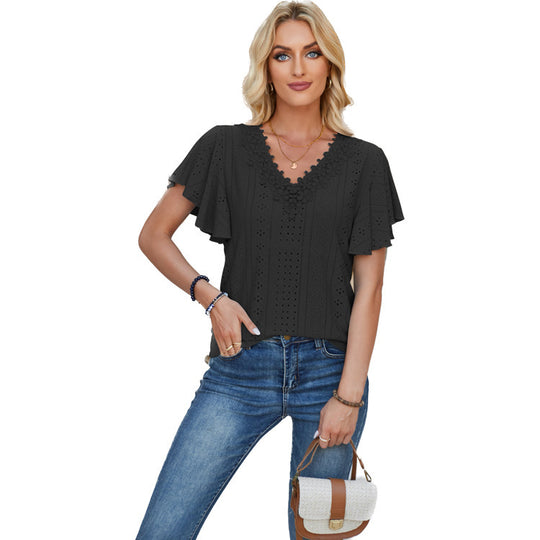 Damen Spitzenshirt mit Volants R&B