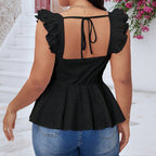 Damen Elegantes Oberteil mit Rüschen und Bindedetail R&B