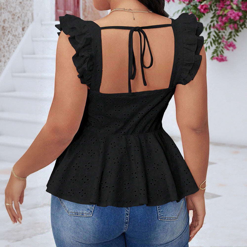 Damen Elegantes Oberteil mit Rüschen und Bindedetail R&B