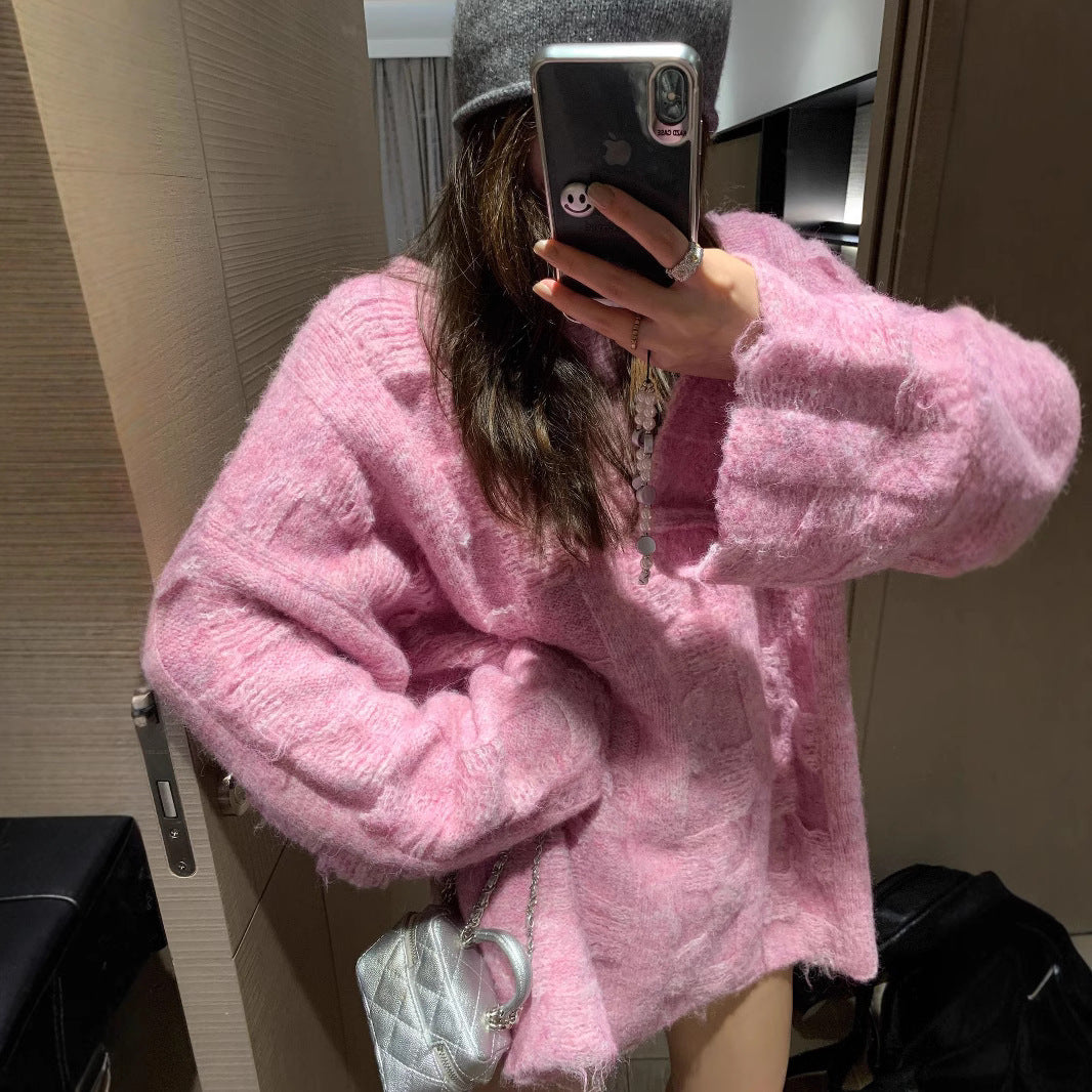 Damen Oversized Strickpullover im lässigen Pullover-Stil R&B