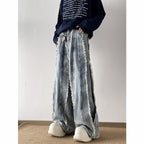 Damen Lässige Weitbein-Jeans mit Fransen-Design