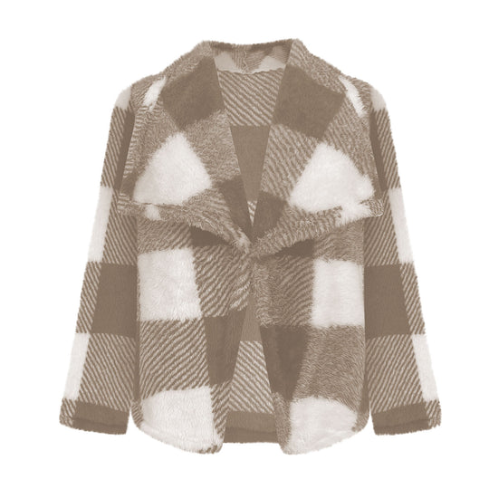 Damen Fleecejacke mit Karo-Muster R&B