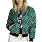 Damen trendiger Bomberjacke mit buntem Mandala-Muster R&B