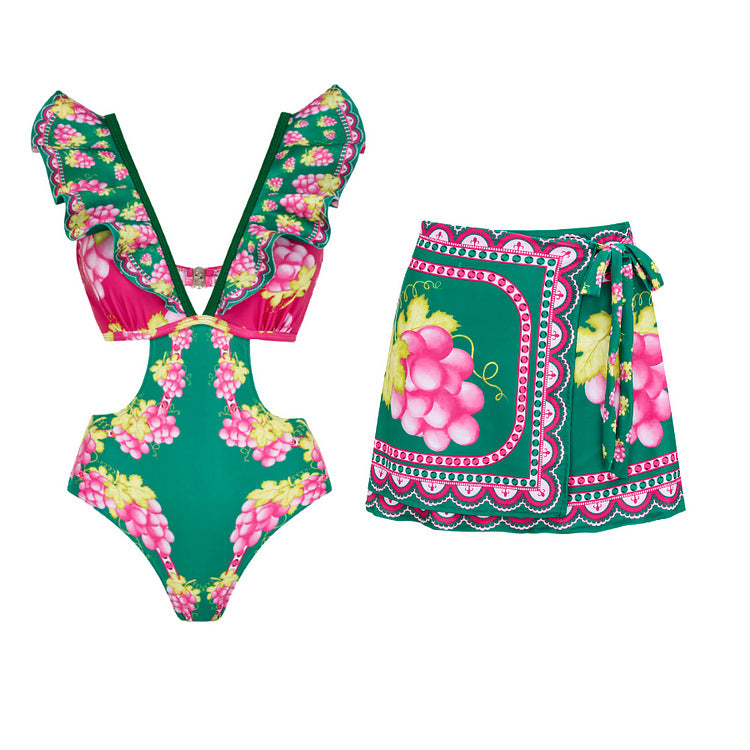 Damen Stylish Elegantes Badeanzug- und Rockset R&B