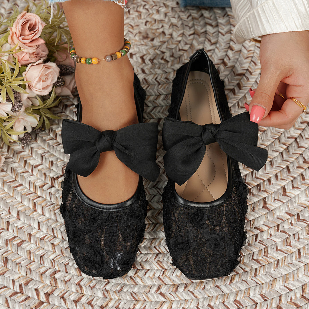 Damen Elegante Spitzenschuhe mit dekorativen Schleifen und funkelnden Akzenten R&B