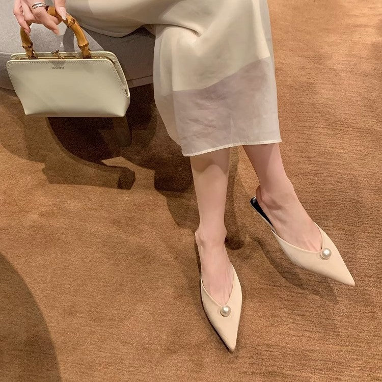 Damen Slingback-Pumps mit stilvollem Perlendetail und elegantem Design