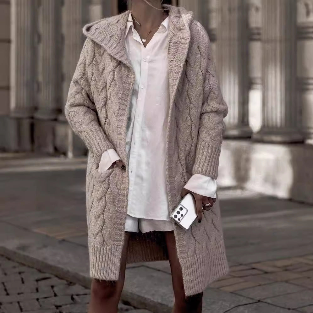Damen Grobstrick-Cardigan mit tiefem V-Ausschnitt und praktischen Taschen R&B