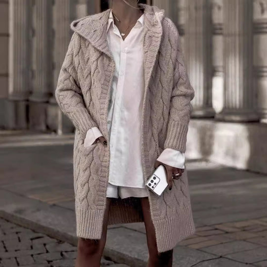 Damen Grobstrick-Cardigan mit tiefem V-Ausschnitt und praktischen Taschen R&B