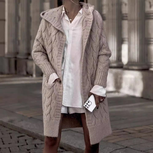 Damen Grobstrick-Cardigan mit tiefem V-Ausschnitt und praktischen Taschen R&B