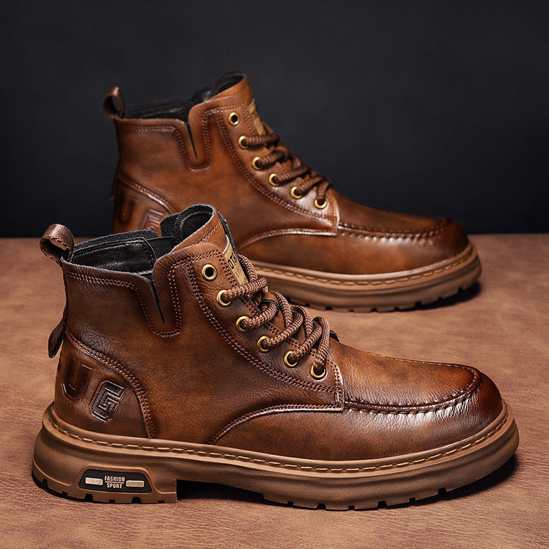 Herren robuste Lederboots mit rutschfester Sohle R&B