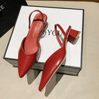 Damen Slingback-Pumps mit spitzer Zehenpartie und quadratischem Absatz R&B