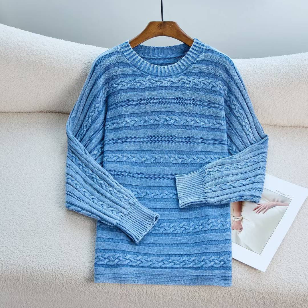 Damen Modischer Strickpullover mit strukturiertem Muster und weitem Schnitt R&B