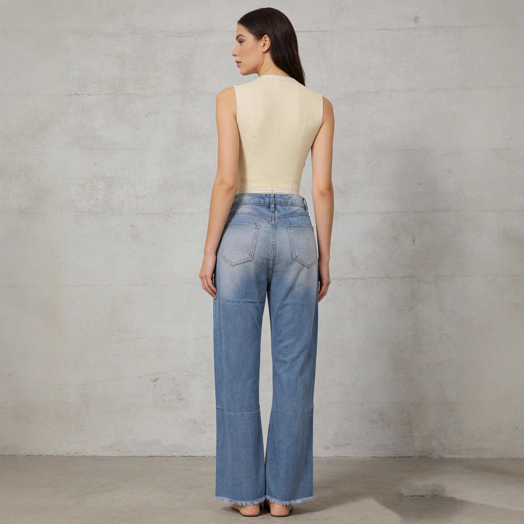 Damen Flared Jeans mit Destroyed-Details