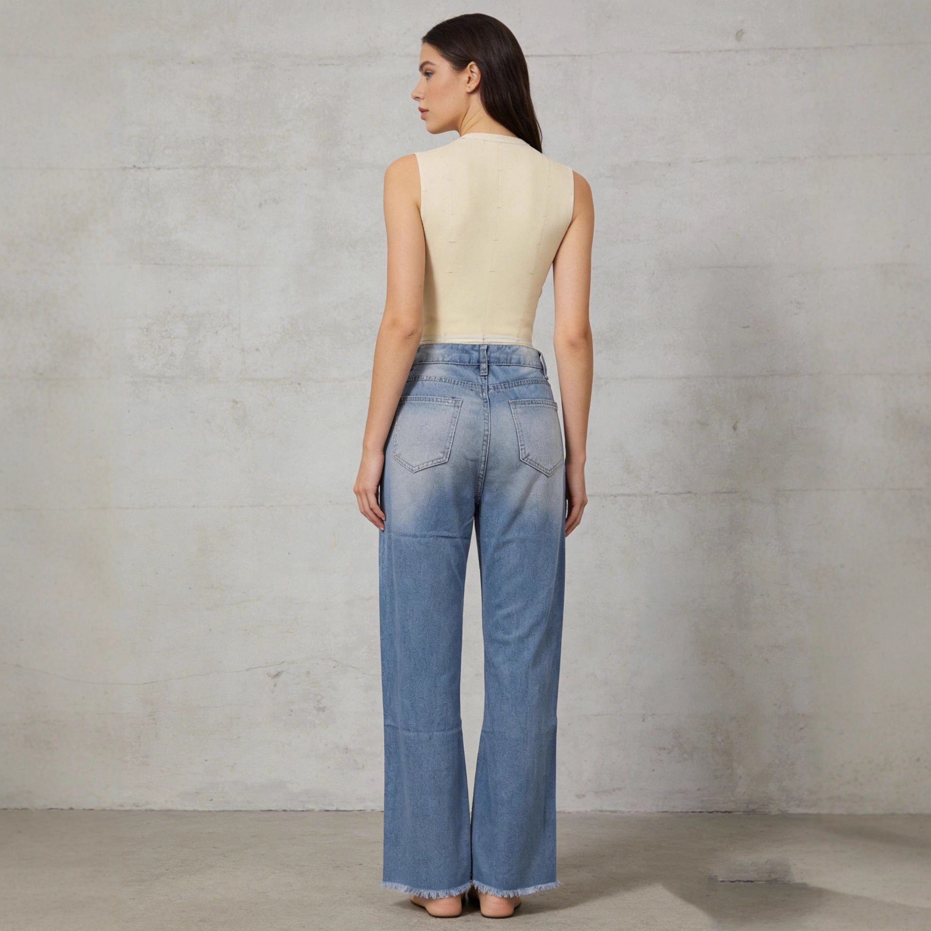Damen Flared Jeans mit Destroyed-Details