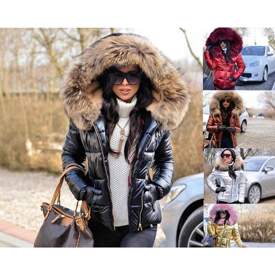 Damen Steppjacke mit luxuriösem Fellkragen und praktischen Taschen R&B