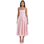 Damen Maxikleid mit schulterfreiem Design und voluminösem Saum R&B