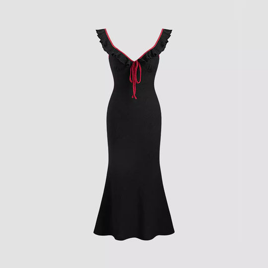 Damen Fließendes Maxikleid mit Rüschendetails R&B