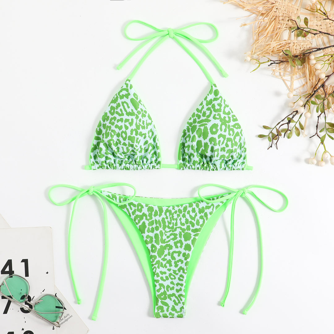Damen Triangel-Bikini-Set mit aufregendem Leo-Muster R&B