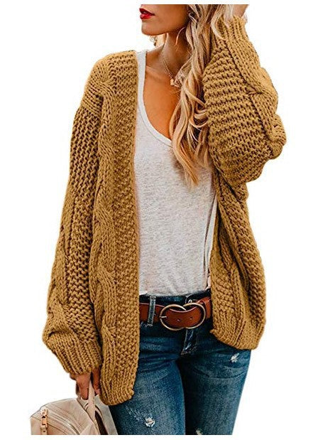Damen Grobstrickjacke mit lässigem Schnitt und voluminösen Ärmeln R&B