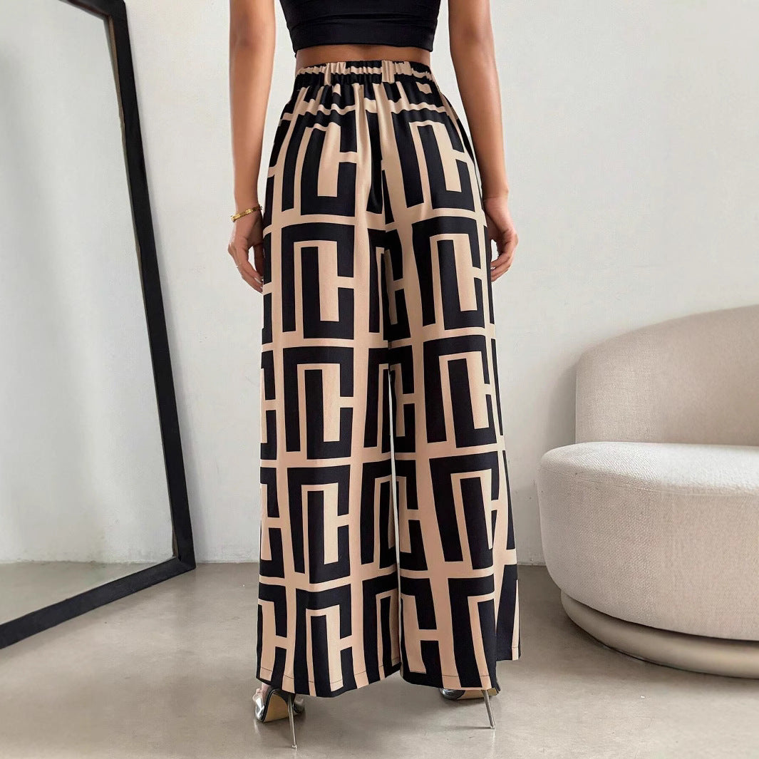 Damen Modische Palazzo-Hose mit grafischem Muster R&B