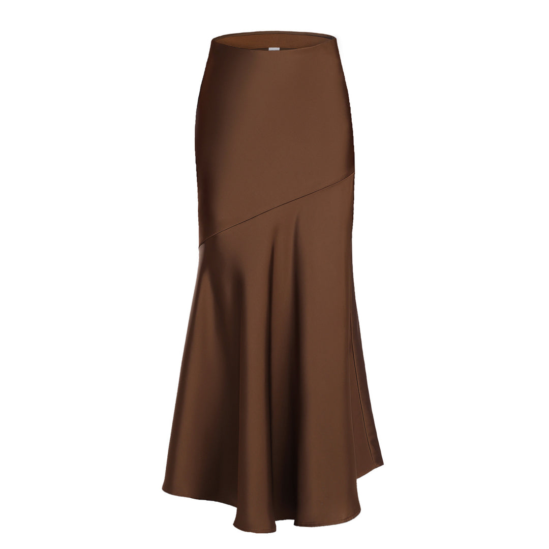 Damen Eleganter fließender Maxirock mit diagonaler Naht R&B