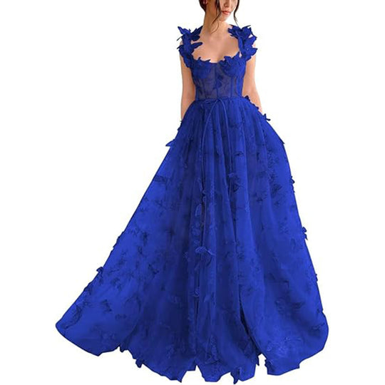 Damen Elegantes Maxikleid mit floralem Spitzenbesatz und transparenter Hülle R&B