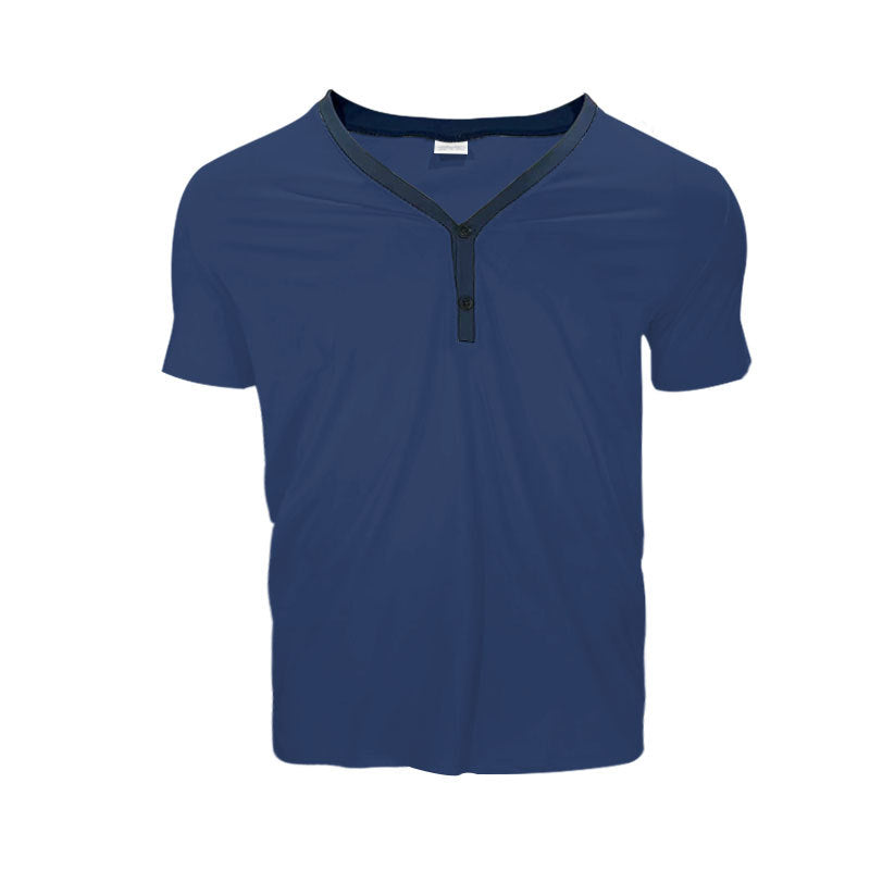 Herren Kurzarmshirt mit modernem V-Ausschnitt und Knopfleiste R&B