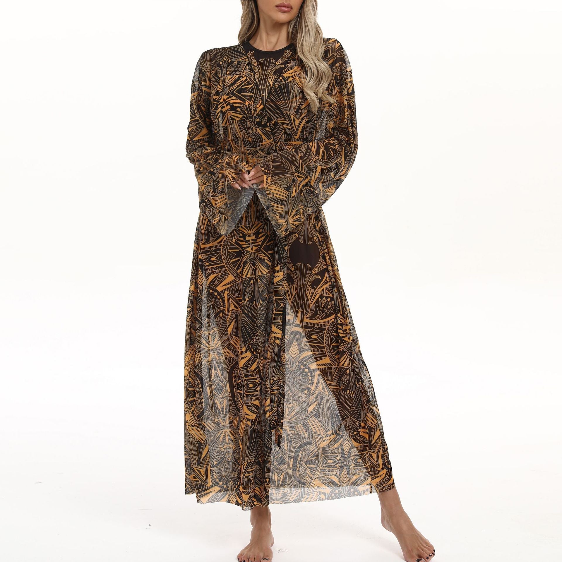 Damen eleganter Strandkimono mit floralem Muster R&B